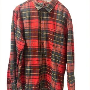 7 Diamonds Red and Black Plaid Button Down Shirt SZ L